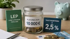 Plafond du LEP en 2026 : 10 000 € et taux maintenu à 2,5 %