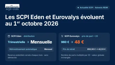 Les SCPI Eden et Eurovalys évoluent au 1er octobre 2026