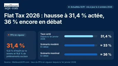 Flat Tax 2026 : hausse à 31,4 % actée, 36 % encore en débat