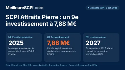 SCPI Attraits Pierre : un 9e investissement à 7,88 M€