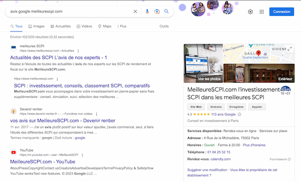 Avis google Meilleure SCPI