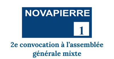 image Novapierre 1 : 2e convocation pour l'AG